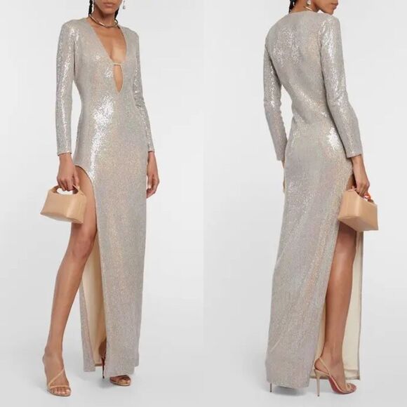 THE SEI Long Sleeve Keyhole Gown Size P $679 - Picture 2 of 13